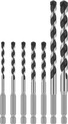 „Bosch PRO HEX-5“ grąžtų rinkinys, 7 dalys, įvairių dydžių.